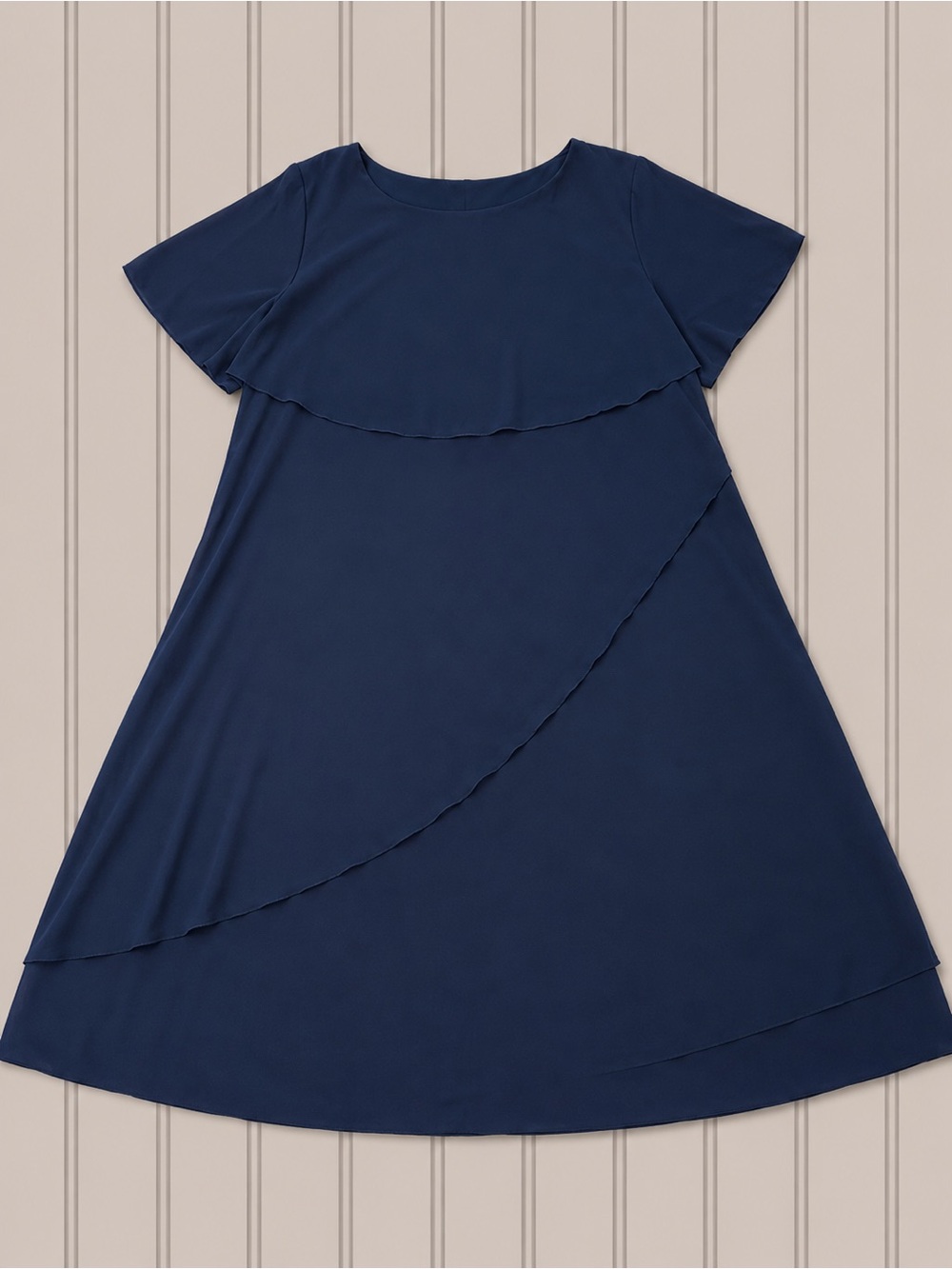 Navy Blue Layered Chiffon Maxi Dress Plus Size 4X Formal Evening Wedding Guest - Picture 3 of 5